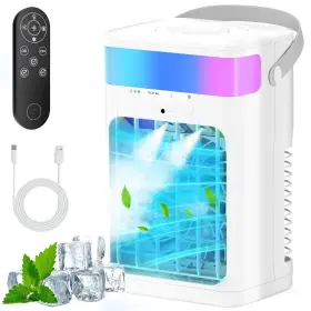 Zf06 Fioge Portable Air Conditioner Cooling Fan With 3 Speeds And Modes 1500ml Mini