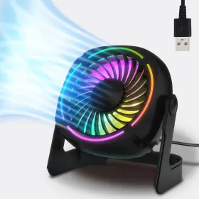 Uf-4b Fittrycole Usb Desk Fan Rgb Small With 8 Light Modes Table 3 Color