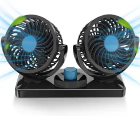 Atf-12vb Fivejoy 360 Degree Rotatable Car Fan - 12v Dc Electric 2 Speed Dual Head Fans