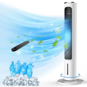 Flowbreeze 653998467555 3-in-1 Portable Air Conditioners Tower Fan 37ftft Evaporative Cooler With Remote