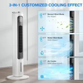 Flowbreeze 653998467562 3-in-1 Portable Air Conditioners Tower Fan 37ftft Evaporative Cooler With Rem #3