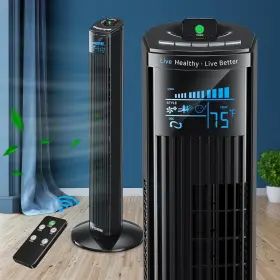 Tf1006lr Fohere Tower Fan 36 Inch Oscillating Cooling With Remote Large Black