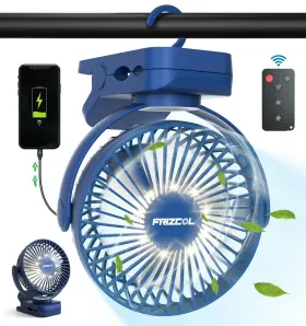 Frizcol 608571499430 Clip On Fan 65 Hours Portable Desk Rechargeable With Led Lights And Hooks 1