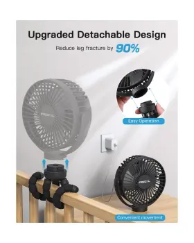 Frizcol 618202671326 Portable Stroller Fan Use As Power Bank 65h 12000mah Battery Operat #3