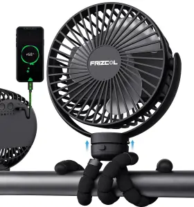 Frizcol 645569090583 Portable Stroller Fan 12000mah Battery Operated Flexible Tripod Clip On