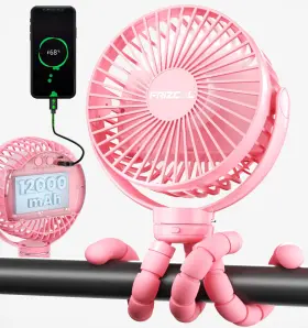 Frizcol 735626219368 Portable 12000mah Stroller Fan With Tripod Power Bank 65h Battery Life