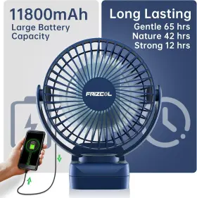Hooks12000 Frizcol 744759971197 Clip On Fan 65 Hours Portable Desk Rechargeable With Led Lights And #2