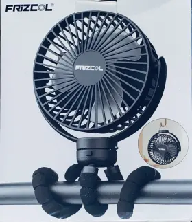 F032 Frizcol Baby Stroller Fan Portable Black Rechargeable Battery Operated New