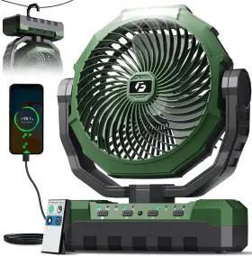 Fa-gy03 Frizcol 3-in-1 Camping Fan - Portable Fans Rechargeable Large Green