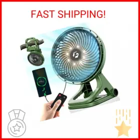 Hugeclip-01-green Frizcol Portable Camping Fan - 12000mah 8-inch Clip On With Colossal Clamp Recharg