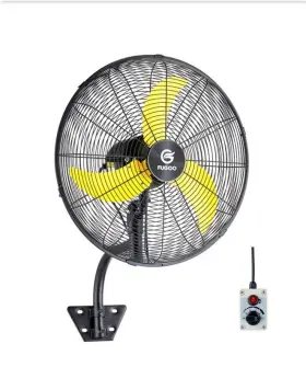 F-8500br Fugoo Black With Yellow Blades 20 Inch Oscillating Wall Mount Model #f-8500br