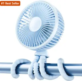 Gaiatop 744110307634 Oscillating Baby Stroller Fan With Led Night Light 4 Speeds Cooling Rec