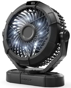 Cp-01 Gaiatop Portable Camping Fan With Led Lantern Power Display 360 Head Rotation Hang