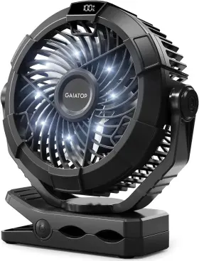 Cp-02 Gaiatop Portable Camping Fan With Led Lantern 360 Rotation And Small Black