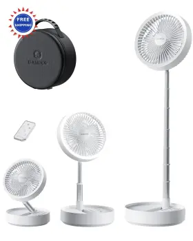 Ff-02 Gaiatop Portable Pedestal Fan 16000mah Battery Foldable Oscillating Standing Led