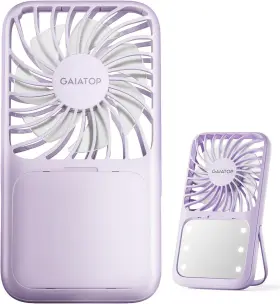 Hf-02 Gaiatop Portable Handheld Fan Folding Stand For Desktop 3 Speed Led Makeup Mirror With