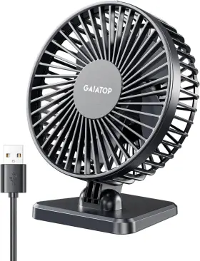 X003b7nbw9 Gaiatop Usb Desk Fan 4.5 Inch Small Quiet Powerful 3 Speeds 90 Rotate With 10ft Ext