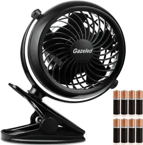 B076cf73k8 Gazeled Clip On Fan Battery Operated 360 Rotation With 8 Free Aa Batteries Q