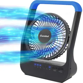 B083sc3xps Gazeled F24 5in Portable Battery Camping Desk Fan With Timer 3-speed Quiet
