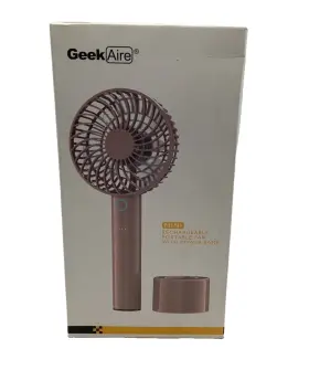 Gf2db Geek Aire 810112570861 Mini Rechargeable Portable Fan Power Bank 6 Blade 5 Speed New Pink