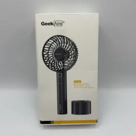 Gf2db Geek Aire 810112570878 Mini Rechargeable Portable Fan With Power Bank 6 Blade 5 Speed Gray