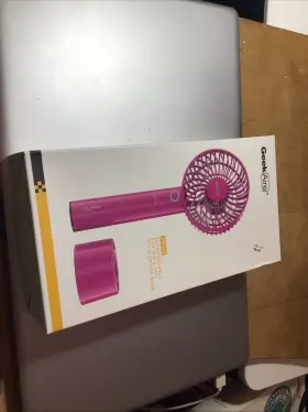 Gf2db Geek Aire 810112570915 Mini Rechargeable Portable Fan Power Bank 6 Blade 5 Speed Pink