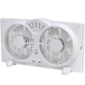 Genesis 445035389363 Twin Window Fan With 9 Inch Blades Adjustable Thermostat And Max Cool Technology