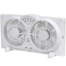 Genesis 726084917248 Twin Window Fan With 9 Inch Blades Adjustable Thermostat And Max Cool Technology