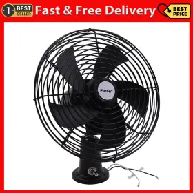 Genesis Lighting 445000210234 Facon 12v Rv Cooling Fan With 2 Speed Switch Dia 8-3/4 Heavy Duty Black