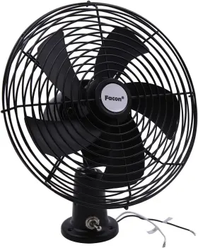 Genesis Lighting 744759291721 Facon 12v Rv Cooling Fan With 2 Speed Switch Dia 8-3/4 Heavy Duty Black Met
