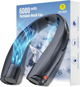 Gentsvip 445044489467 Portable Neck Fan With Reading Light 6-speed Wearable 6000mah Usb-c Rechar