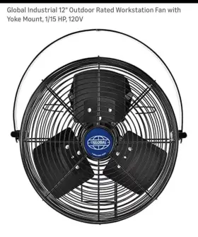 292791 Global Industrial 12 Inch Outdoor Rated Workstation Fan With Yoke Mount 1/15 Hp 120v
