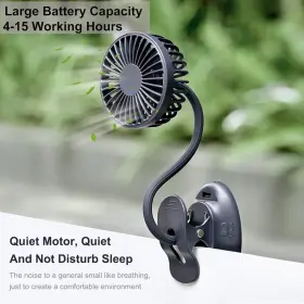 Gf501 Glovion Clip On Fan Usb Mini Battery Operated Desk With Portable Black #3