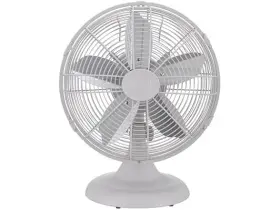 Good Housekeeping 877697006468 All-metal 12 Inch Retro Table Fan In Matte White