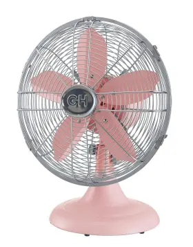 92606 Good Housekeeping 877697006598 All-metal Oscillating 12 Inch Retro Desk Office Table Fan Pink #3