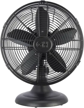 90603z Good Housekeeping All-metal 12 Inch Retro Table Fan-powerful 3 Speeds And Smooth Osc
