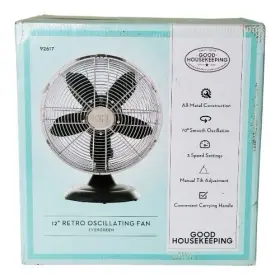 92617 Good Housekeeping 12 Inch Retro Oscillating Fan Evergreen 3 Speed Metal