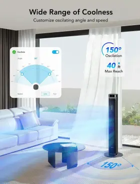 Goveelife 810127732728 42ftft Tower Fan For Bedroom Smart Floor Fans With 150 Adjustable O #3