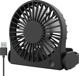 F009 Grandfast Small Desk Fan 3 Speeds Silent Travel Portable Mini 4.5 Inch Black