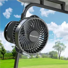 Hf383 Grandfast Golf Cart Rechargeable Fan Compatible With Ezgo Club Car 5.5 Inch Black