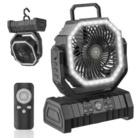 Green Box Innovations 614198305191 Portable Camping Fan With Light Rechargeable 20000mah Battery-powered Oscil