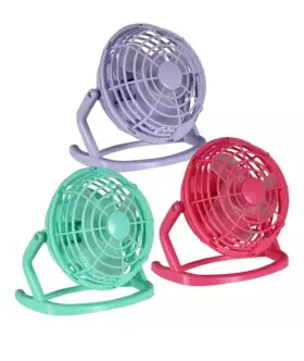 Greenbrier International 639277534538 3x Brightly Colored Battery Operated Portable Mini Fans Desktop Tabletop Pink