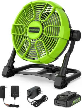 665-785 Greenworks 841821004675 24v 10 Inch Hybrid Cordless Fan Cfm With 2ah Battery And Charger