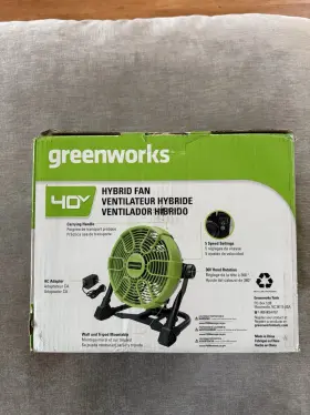 Fan40b00 Greenworks 40v 10 Inch Portable Fan- Comes With Power Adapter No Battery
