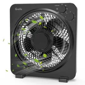 Grelife 749085645101 Table Fan 14 Inch Box With 3 Adjustable Speeds Quiet Running Fast Cooling