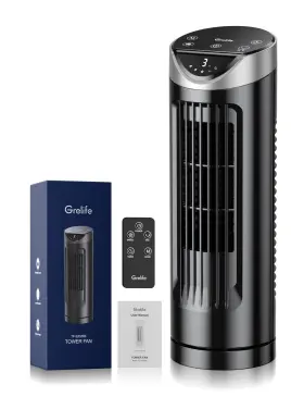 Tf-2202eb Grelife 16ftft Tower Fan With Remote Floor Oscillating 27ft/s Velocity For Bedroom