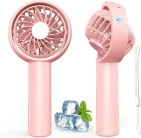Kf08 Guirngou Portable Handheld Fan Mini With 90 Tilts Up&down For Extra Cooling Pink