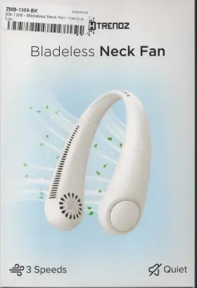 H Trendz 783515444803 White Personal Bladeless Neck Cooling Fan Rechargeable With Usb Charging Cable
