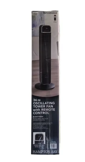 Fz1025hrhd Hampton Bay 1012489944 36 Inch 4-speed Oscillating Tower Fan Remote Black Ob