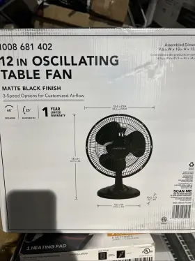 Hampton Bay 810040941788 12 Inch 3 Speed Personal Desk Fan In Black